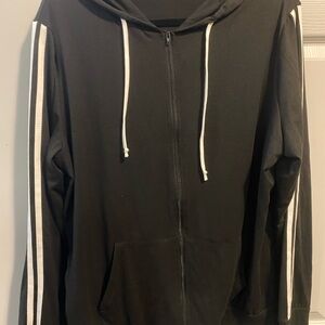 Black Hoodie with White Stripes